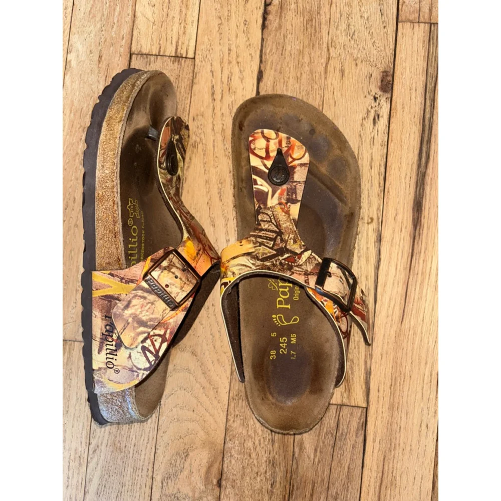 Birkenstock Gizeh Leather Thong Slip On Sandal Geometric size EU 38 US 7.5 - Picture 3 of 7